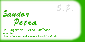 sandor petra business card